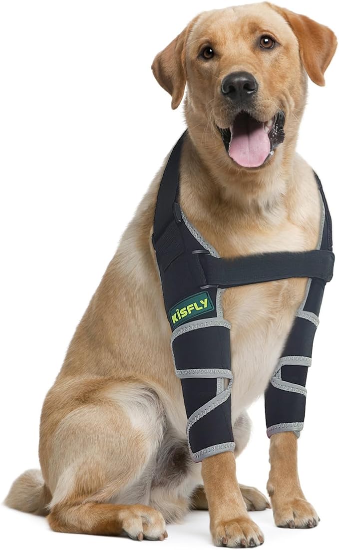 Dog Front Leg Brace for Dogs, Supports Elbow & Shoulder Joints, Helps Reduce Hygroma, Calluses & Pressure Sores, Anti-Licking Reflective Design, Both Legs, Size XS