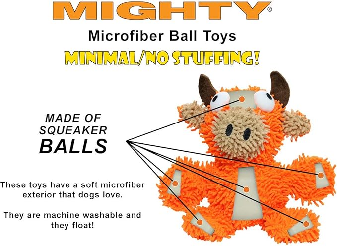 MIGHTY- Microfiber Ball - Farm – Made with Squeaker Balls and Minimal Stuffing. Strong & Tough. Interactive Play. Machine Washable & Floats (Duck, Medium 2 Pack)
