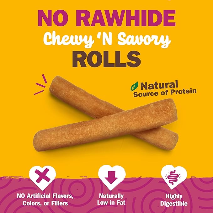 Cadet Chewalicious Chewy 'N Savory Rolls with Real Chicken, Rawhide-Free Healthy Dog Chews, Limited-Ingredient Dog Treats & Long-Lasting Chew Treats for Dogs, Chicken Flavor, 2 Pack