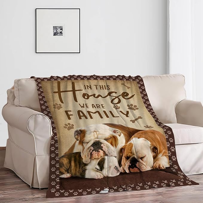 Bulldog Blanket English Bulldog Throw Blankets Fleece Flannel Blanket Plush Lightweight Bedding Dog Stuff Gifts for Girls Women Boys Teens Kids for Couch Sofa Bed Decor 50"X40"