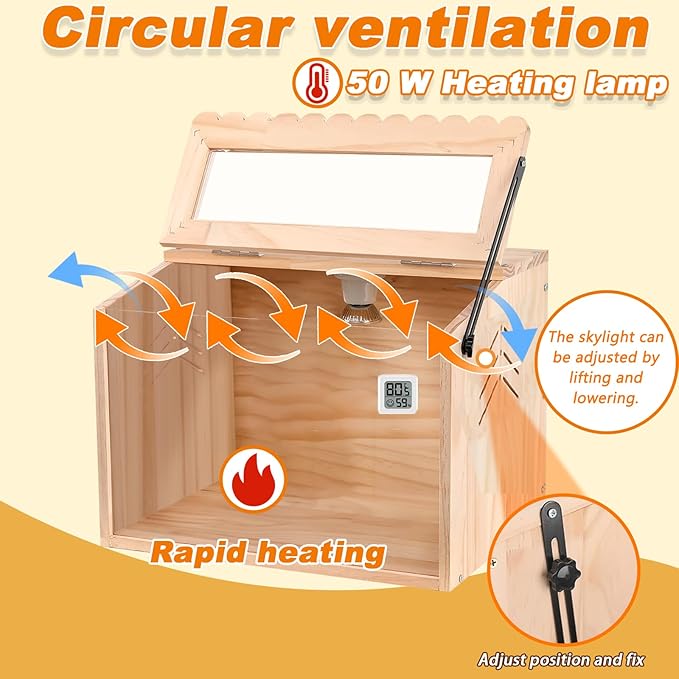 Chicken Brooder Box, Brooder Box for Chicks & Quail, Small Chicken Coop Quail Cage with Heat Lamp, Ideal for Chicks, Ducks, Quails, Hamsters and Lizards (15.75 x 12 x 12 in)