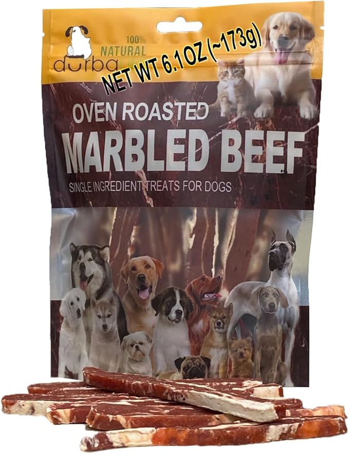 Oven Roasted Single Ingredient Treats for Dogs & Cats | Easy Chew (6.0, Marbled Beef Flank Strips)