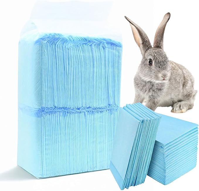 100 Pcs Guinea Pig Pee Pads, Disposable Rabbit Cage Liners Bunny Potty Training Accessories with Quick-Dry Surface for Puppy Kitten Hamsters Hedgehog（12.9"x17.7"） (Blue, S)