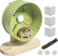 6.7in Silent Hamster Exercise Wheel Hedgehog Wheel Hamster Toy Cage Accessories with Adjustable Stand for Fancy Rat Gerbil Mouse (Green)