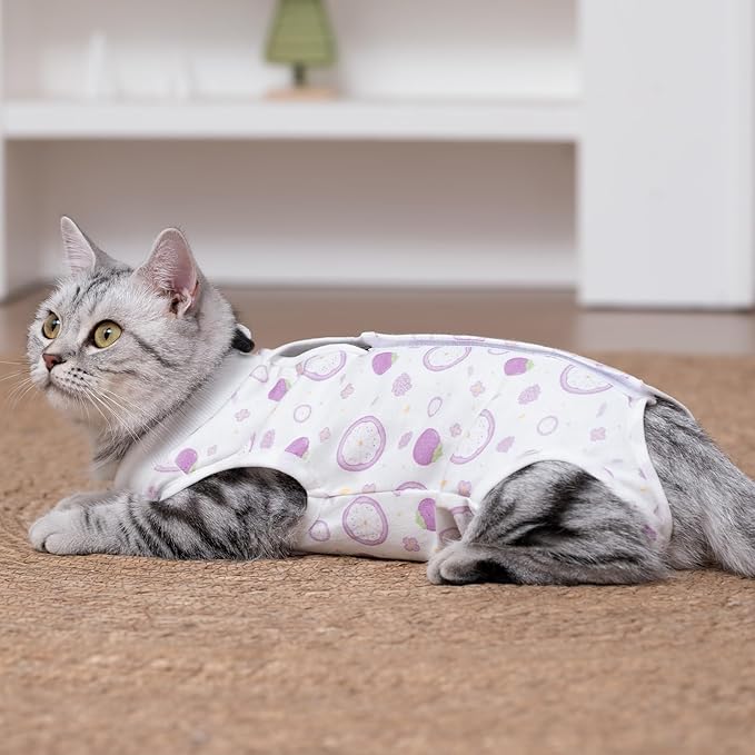 Cat Recovery Suit After Surgery, Anti Licking Onesie Postoperative Shirt for Female Spay Male Neuter, Soft Breathable Bodysuit Pajamas for Abdominal Wound Kitten E-Collar & Cone Alternative