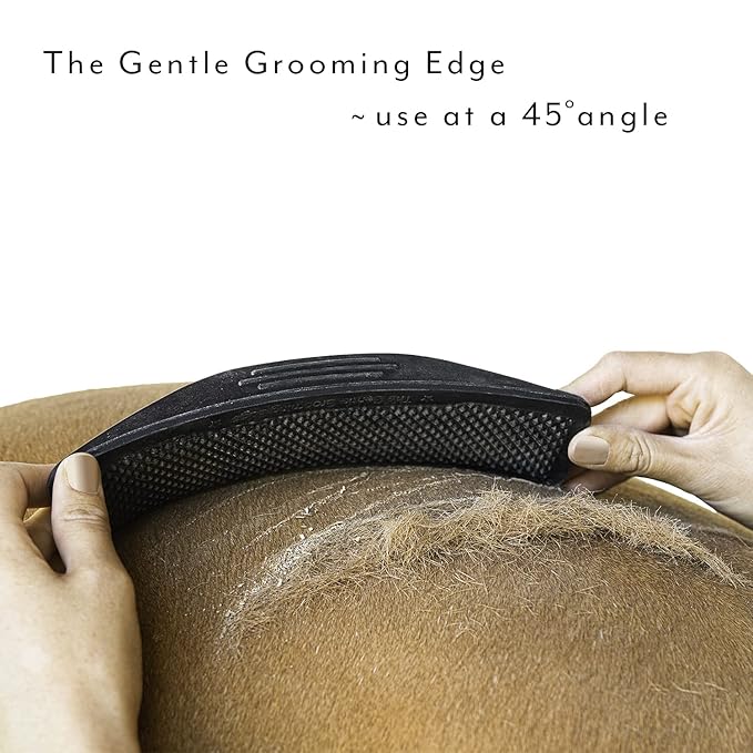 StripHair Gentle Groomer - Original for Horses Dogs 6-in-1 Shedding Grooming Massage Tool (Black)