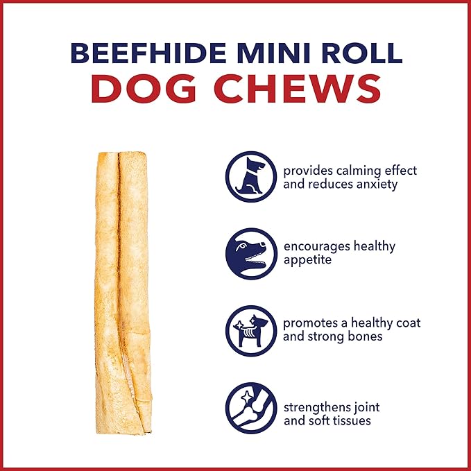 Pet Factory American Beefhide 3-3.5" Mini Rolls Dog Chew Treats - Chicken Flavor, 14 Count/1 Pack