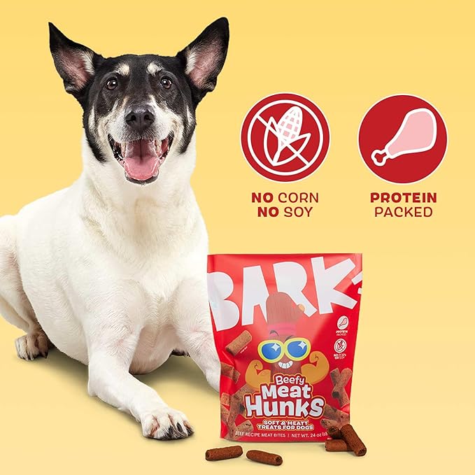 Barkbox Beefy Meat Hunks - Savory Beef Recipe with Protein-Packed Goodness, No Corn or Soy - 24oz Bag