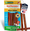Large Bully Sticks for Dogs - 100% Beef Tasty Natural Flavor - Fully Digestible Dog Chews - Long-Lasting chewing sticks - Bully Sticks Odor Free for Medium and Large Dogs (12 Inch, 10 Pack)