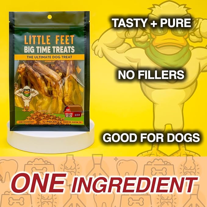 Duck Feet Dog Treats - Single Bag - 12 Premium Extra Large Pieces - 100% Sourced and Made in USA