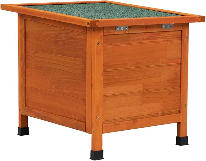 SANDINRAYLI Outdoor Cat House Weatherproof, Wooden Rabbit Hutch Bunny Cage Chicken Coops Shelter with Elevated Floor for Feral Cat/Bunny/Guinea Pig/Duck, Orange