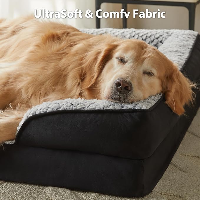 LEXTRO Orthopedic Dog Bed for Medium Dogs, Egg Crate Foam Bed for Medium Dogs, Equipped with Removable Waterproof Pillow Cover and Anti-Slip Bottom, Pet Bed