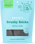 Bocce's Bakery Dailies Brushy Sticks to Support Oral Health & Fresh Breath, Wheat-Free Dental Bars for Dogs, Made with Real Ingredients, Baked in The USA, Natural Coconut & Mint, Medium Dogs