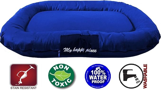 Luxury Orthopedic Solid Memory Foam Pet Bed Pad with External Strong Tough Oxford Waterproof Cover Case for Small to Extra Large Dog (48x30 inches, Navy)