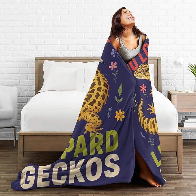 SweetFox Just A Girl Who Loves Geckos Blanket, Gecko Decor Throw Blanket Gifts for Girls Boys Lovers Super Warm Soft Plush Fleece Flannel Winter Bedding Blankets for Kids Adults Men Women 60"X50"