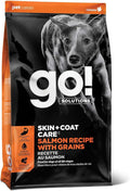 Go! Solutions Skin + Coat Care Salmon Dry Dog Food with Grains, Chicken-Free, Healthy Kibble with Omega-3s & 6s for Soft, Shiny Fur, for Puppies, Adults, & Seniors, 3.5 lb Bag