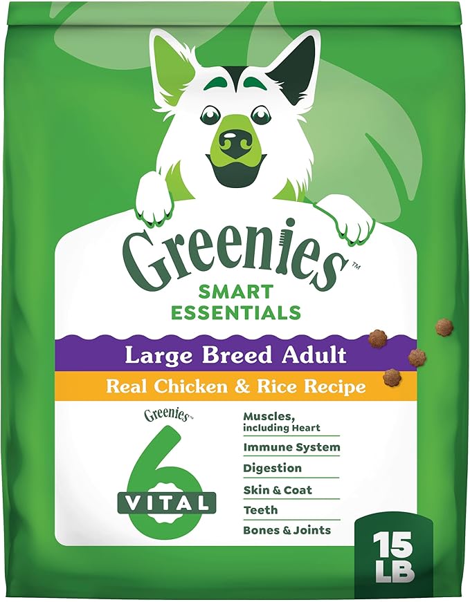 Greenies Smart Essentials Large Breed Adult High Protein Dry Dog Food Real Chicken & Rice Recipe, 15 lb. Bag