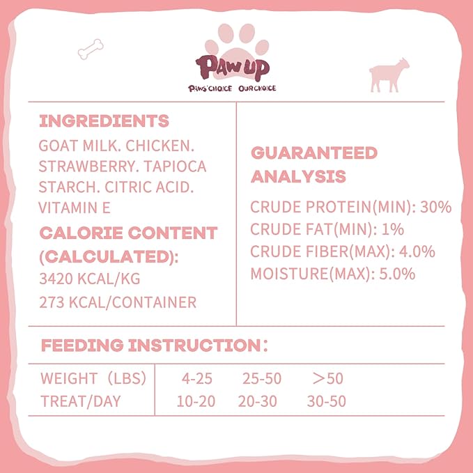 PAWUP Freeze Dried Dog Treats, Goat Milk Yogurt Flavor with Strawberry, Gentle Goat Milk Snacks for Sensitive Stomachs Puppies, 2.8 oz