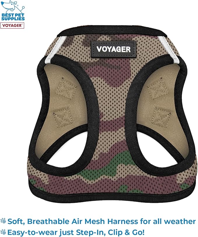 Voyager Step-in Air All Weather Mesh Harness and Reflective Dog 5 ft Leash Combo with Neoprene Handle, for Small, Medium and Large Breed Puppies by Best Pet Supplies - Green, XXX-Small