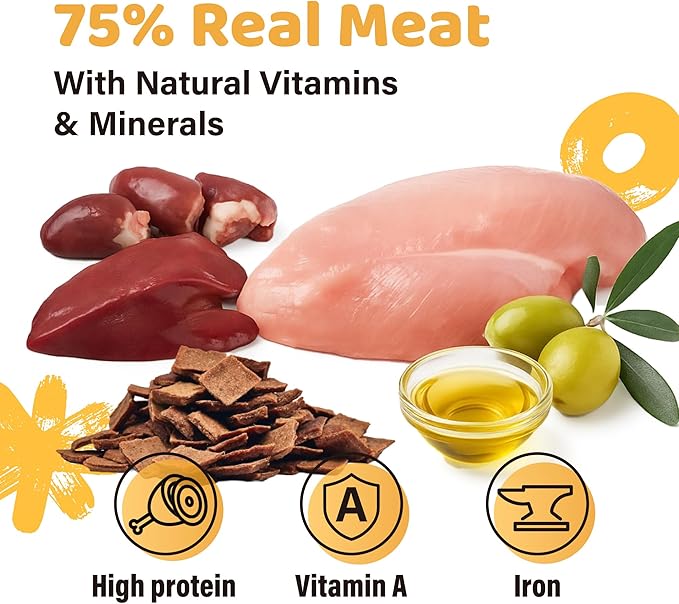 iPaw Air-Dried Turkey Dog Treats, Extra Virgin Olive Oil Added, Made with Turkey Meat, Chicken Heart and Duck Liver, High Protein, Soft Treats for All Age Dogs, Freeze-Dried Alternative (3.5oz/Pack)