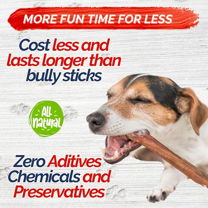 Natural Collagen Sticks for Dogs 5 Pack - 12 Inches – Long-Lasting Alternative to Bully Sticks, Rawhide-Free Collagen Chews w/Chondroitin & Glucosamine for Joint Support & Dental Health