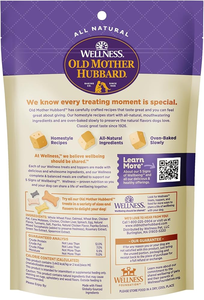Old Mother Hubbard Wellness Training Bitz Assorted Mix Dog Biscuits,Natural,Training Treats,Three Flavors,Small Size,(8 Ounce Bag),(Pack of 2)