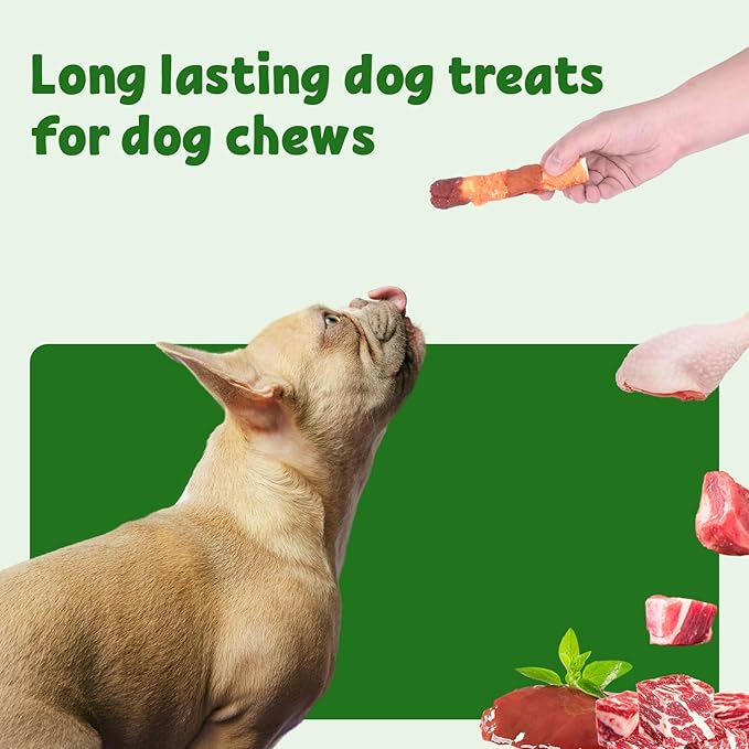 Triple-Flavor Rawhide Chews for Medium & Large Dogs - 5 Inch Chicken, Beef & Chicken Liver Dental Treats - Long Lasting Chew Sticks 454g/1lb