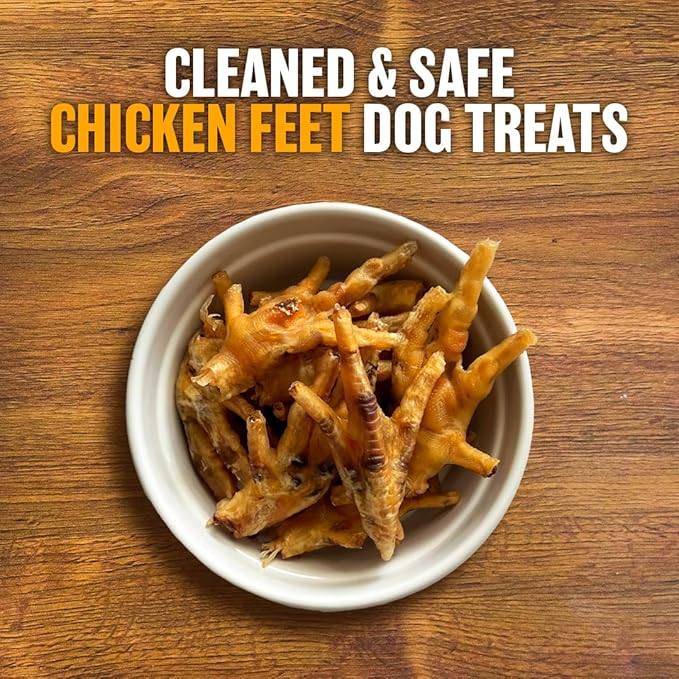 Dehydrated Chicken Feet for Dogs - Single Ingredient Dog Chews - Made in USA - 100% Digestible Chicken Foot Treats - Natural Dog Treats - Dried Chickens Treat for Dogs - 24 Count