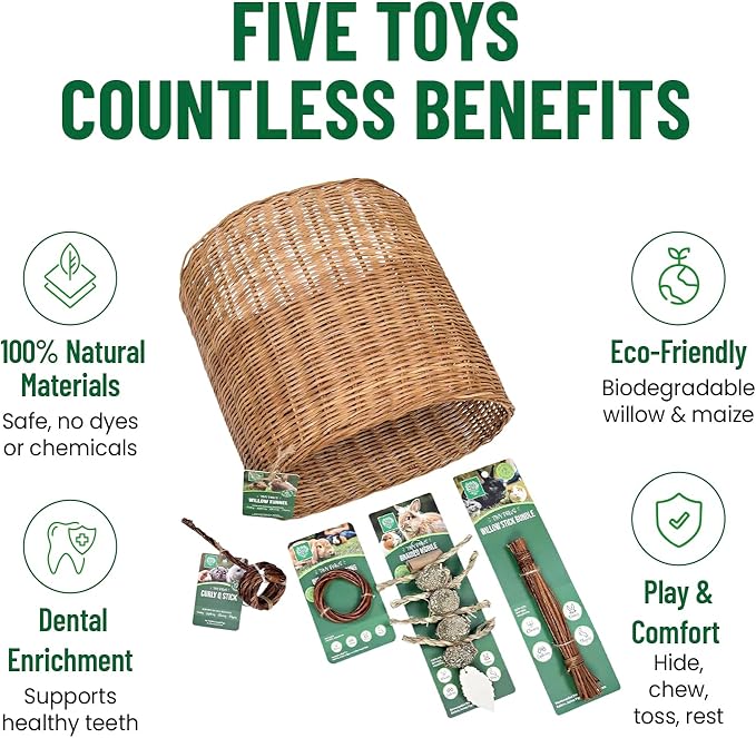 Small Pet Select Tiny Paws Willow Play Pack, for Guinea Pig, Rabbit, Bunny, Toys, Hideout Tunnel, Cage Accessories