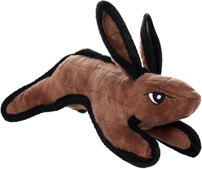 TUFFY - World's Tuffest Soft Dog Toy -Barnyard- Multiple Layers. Made Durable, Strong & Tough. Interactive Play (Tug, Toss & Fetch). Machine Washable & Floats. (Brown Rabbit, Jr)