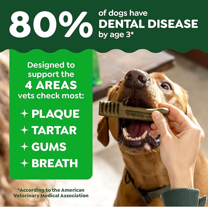 Greenies Dog Treats Veterinarian-Recommended Natural Dental Puppy Treats Teenie Size, 6 oz. Pack, 22 Count