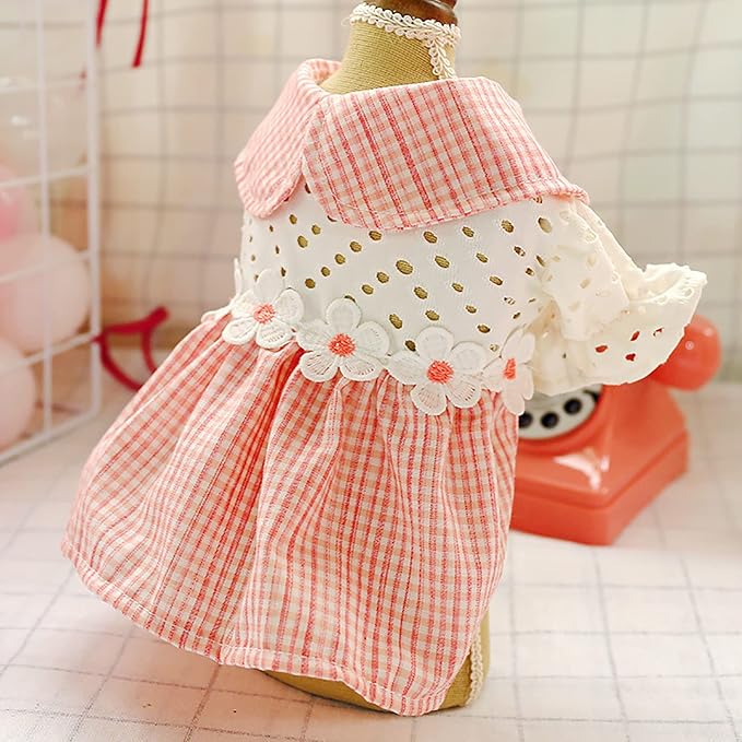 Dog Clothes Puppy Floral Dress for Small Dogs Girl Summer Dog Cute Princess Bowknot Dress Apparel Yorkies Chihuahua Lightweight Breathable Outfits Female Dog Cat Holiday Sundress