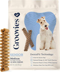 Groovies Senior Medium Dog Dental Chews for Dogs, Patented DentalFit Technology for Plaque & Tartar Support, Flexible Texture for Easy Chewing, Chicken Flavor, USA Manufactured,15–25 lb Dogs,10 Count