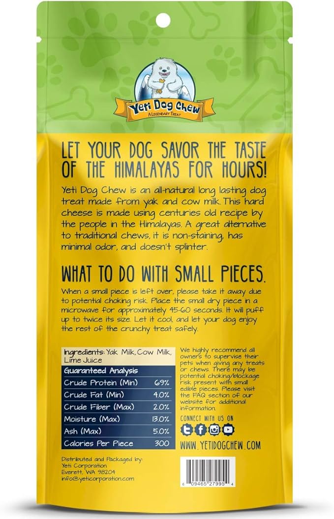 Yeti Dog Chew - Yak Cheese Himalayan Dog Chews - Healthy Long Lasting - Yak Chews for Large, Medium and Small Dogs - Yak Bones for Dogs - Natural Yak Cheese - Medium, 5 oz, 2 Piece