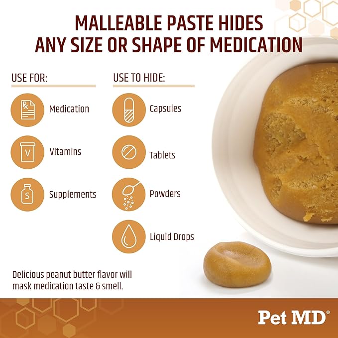 Pet MD Wrap A Pill Peanut Butter Flavored Pill Paste for Dogs - Make a Pocket to Hide Pills and Medication for Pets - 59 Servings (Pack of 2)