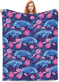 Manatees Blanket Gifts for Women Men Adults Manatee Lovers, Ocean Animal Plush Fleece Throw Blankets, Cozy Soft Warm Bedding Decor for Sofa Living Room Travel 60"x80"