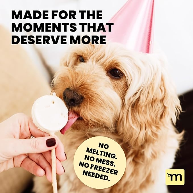 MalsiPree Dog Birthday Treats - Puppy Adoption Gifts & Puppy Training Supplies - Fun Dog Lollipops & Healthy Pet Ice Cream Alternative - Cute Accessories & Photo Props - 8 Pack