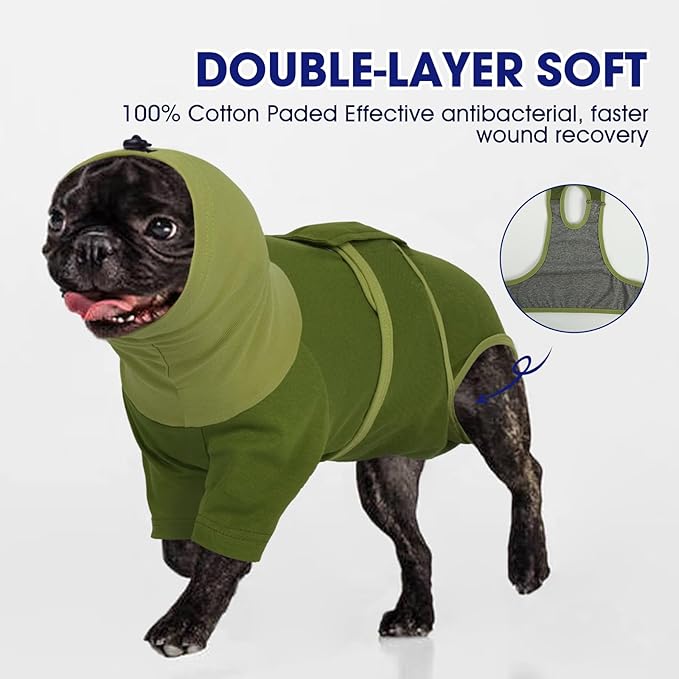 FUAMEY Dog Surgery Suit Female Spay, Anti Licking for Dogs, Turtle Neck Surgical Recovery Suit Male Neuter Suit, Alternative to Cone for Dog, Puppy Onesies for Surgery Recovery Small Dogs (Green, XS)