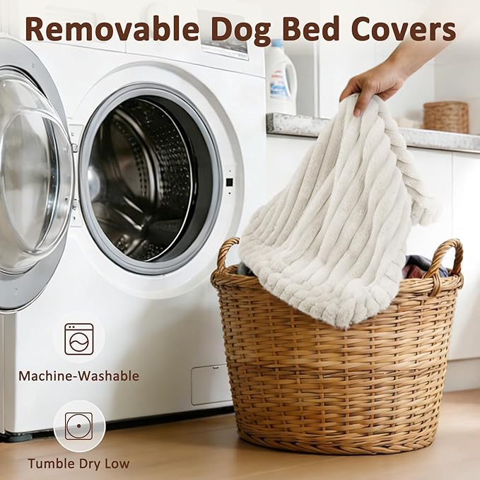 Dog Bed Medium Size Dog, Flat Pet Beds with Removable Washable Cover, Pet Mat Cute Crate Bed Thick Shredded Chopped Crate Foam & Anti Slip Bottom for Indoor