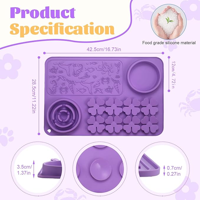 Silicone Lick Mat for Dogs & Cats – Slow Feeder Dog Bowl, Non-Slip Licking Mat for Large & Small Breeds, Puzzle Feeder & Snuffle Mat for Fast Eaters, Interactive Pet Food Mat with Measuring Spoon