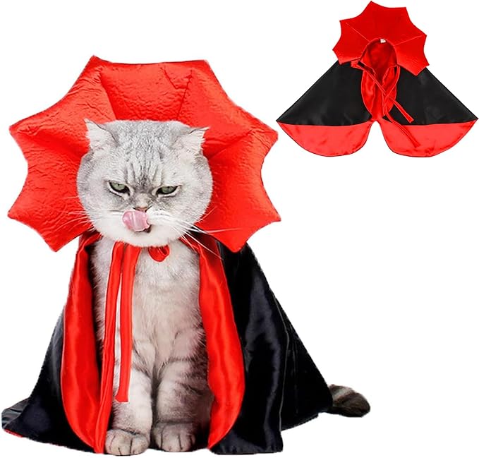 FOIMAS Dog Cat Halloween Costume,Vampire Devil Cape Cloak Pet Costume for Cats Dogs Halloween Costume Party Supply
