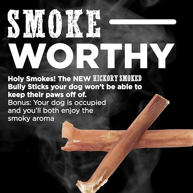 Best Bully Sticks Hickory Smoked 4 Inch Bully Sticks - 8 oz (Pack of 1) - Natural, Smoky, Grain and Odor-Free, No Additives