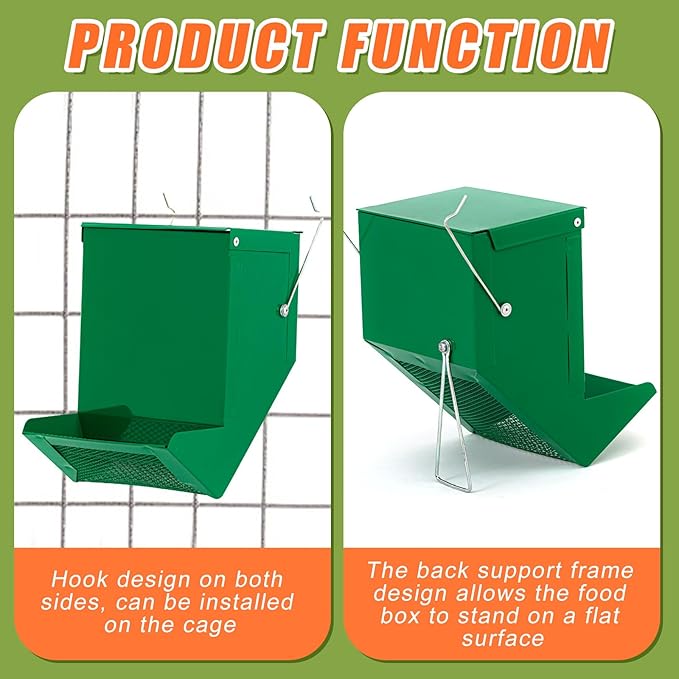 Maxcheck 2 Pack Rabbit Feeder and 12 oz Water Bottle for Cages Pet Food Water Dispenser with Lid Metal Feeders Outside for Guinea Pig Hamsters Chinchillas Gerbils and Other Small Animals(2 Lbs)