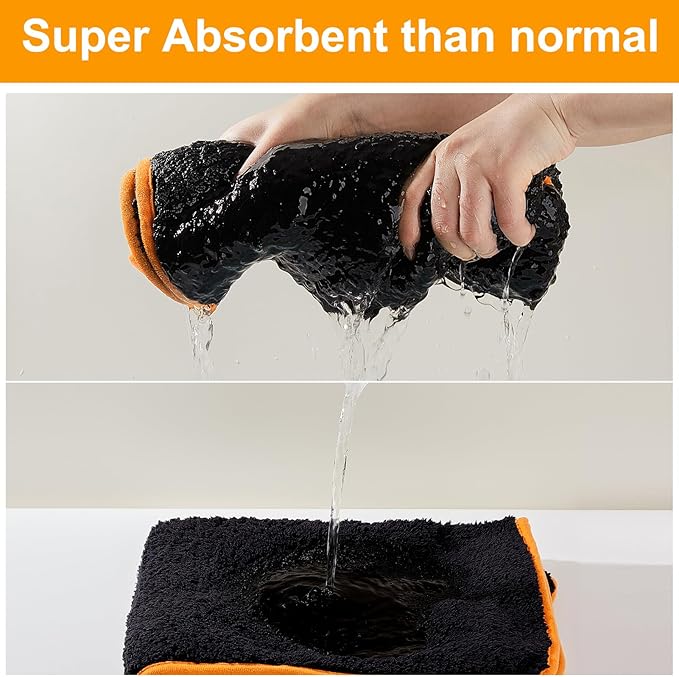 Bienbee Dog Bathrobe, Quick Drying Super Absorbent Dog Robes for After Bath, Warm Keeping Dogs Towel, Dogs Bath Supplies, Black XXL