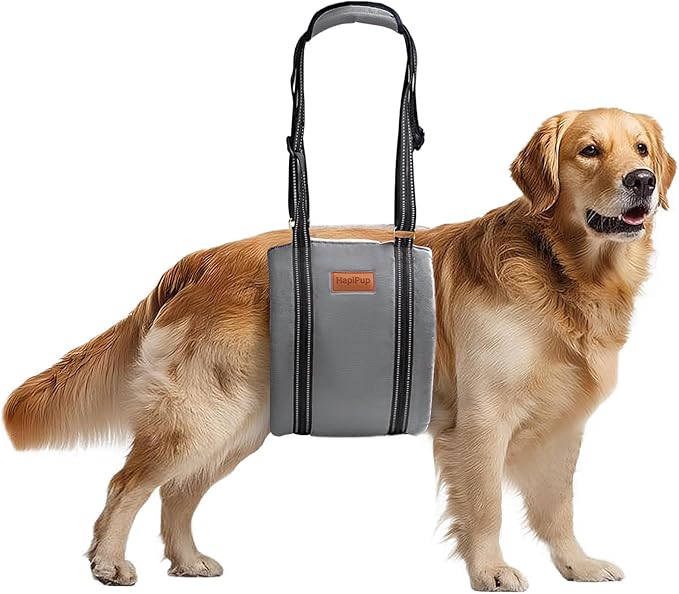 Dog Lift Harness for Large Dogs, Adjustable Comfortable Dog Sling with Handle, Knee & Rear Leg Support for Torn ACL Rehabilitation, Weak Rear Legs, Helps Senior, Disabled Canines(Grey,L)