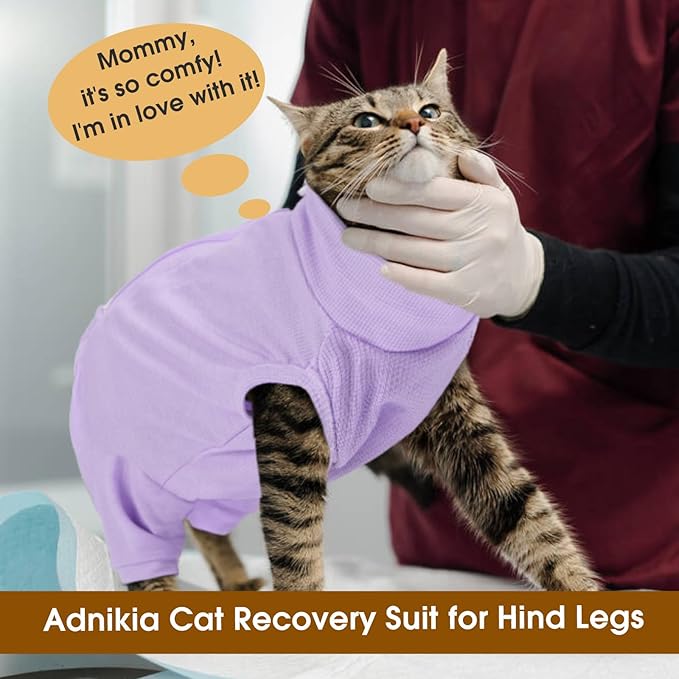 Cat Recovery Suit with Hind Legs, Breathable Onesie After Surgery Female for Abdominal Wounds or Skin Diseases, Anti-Licking Full Body Pet Surgical Pajamas, E-Collar Alternative Wear