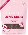 Bocce's Bakery Jerky Stick Dog Treats, Wheat-Free, Made with Limited-Ingredients, Baked in The USA with No Added Salt or Sugar, Natural & High-Protein, Beef & Carrot Recipe, 4 oz