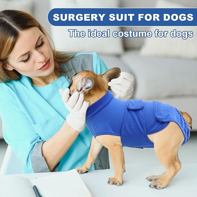 OYX Dog Surgery Recovery Suit, Adjustable Back Dog Onesie for Surgery Female Male, Recovery E-Collar & Cone Alternative Surgical Spay, Breathable Bodysuit Shirt Protect Dog's Prevent Licking, Blue XL