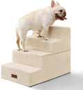 Aodisman Dog Stairs for Bed 18.5" H, 4-Step Dog Steps for Small Dogs and Cats, Indoor Non-Slip Balanced Pet Stairs are Suitable for Puppy, Older Cat,Beige