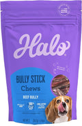 Halo Bully Stick Dog Treats, 100% Beef Bully Chews, For Cleaning Teeth & Dental Health, All-Natural High Protien Treat, 2 Oz Pouch